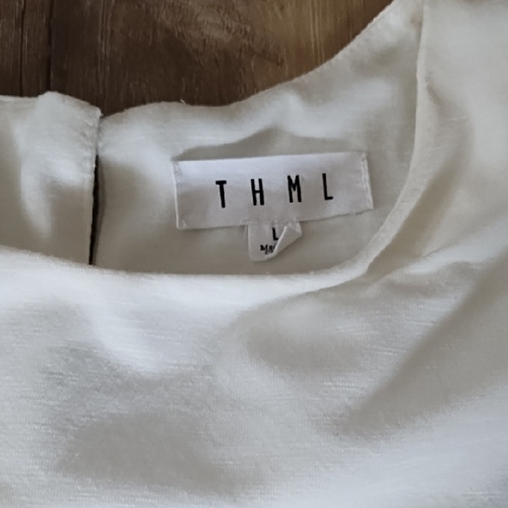 THML White Long Sleeve Tee with Multicolor Embroidered Puff Sleeves - Picture 3 of 6